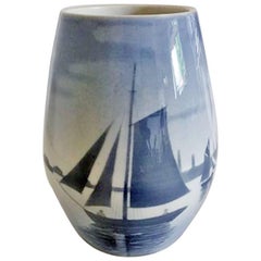 Early Bing & Grøndahl Unique Vase by Fanny Garde with Ships #214