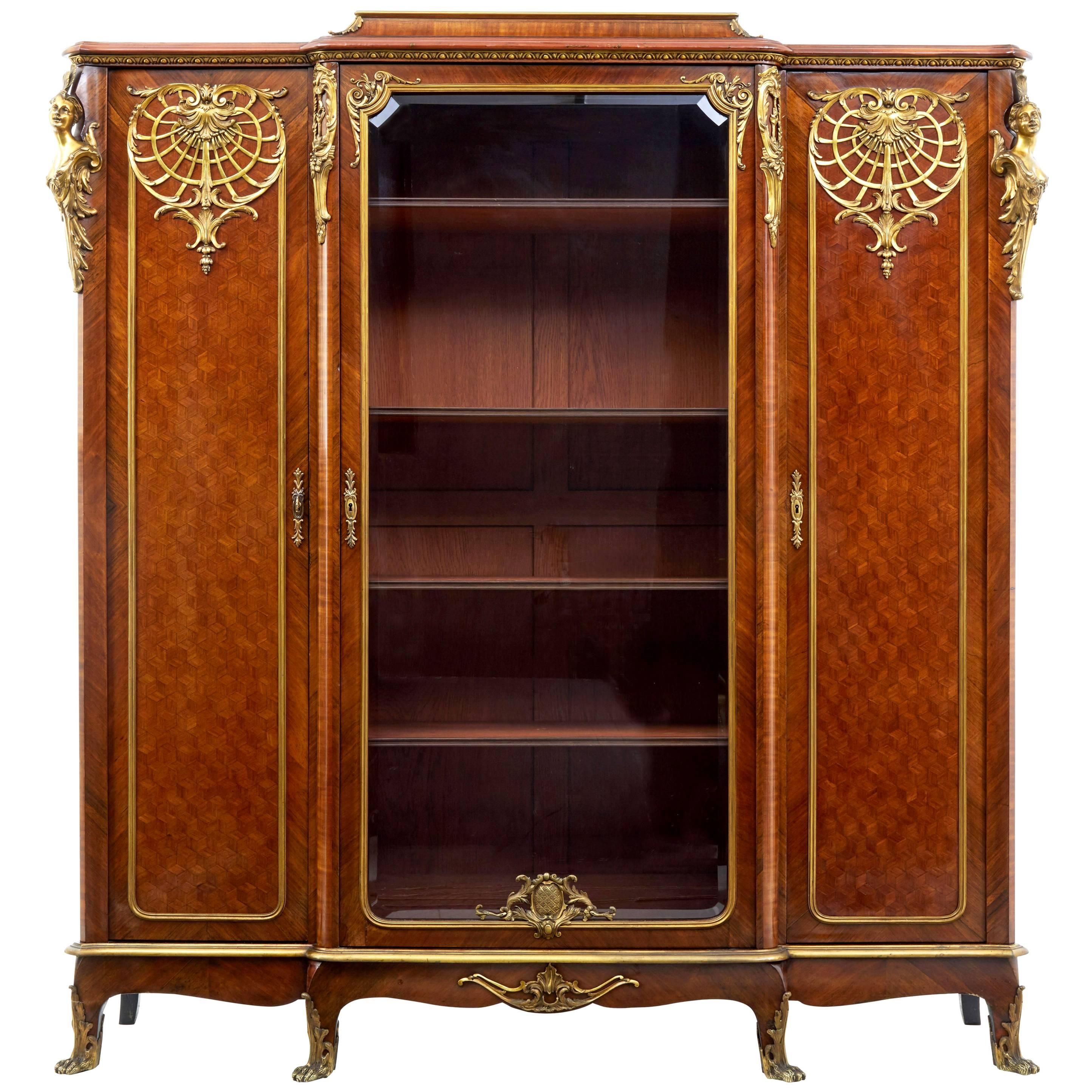 Late 19th Century French Kingwood and Ormolu Bibliotheque Cabinet
