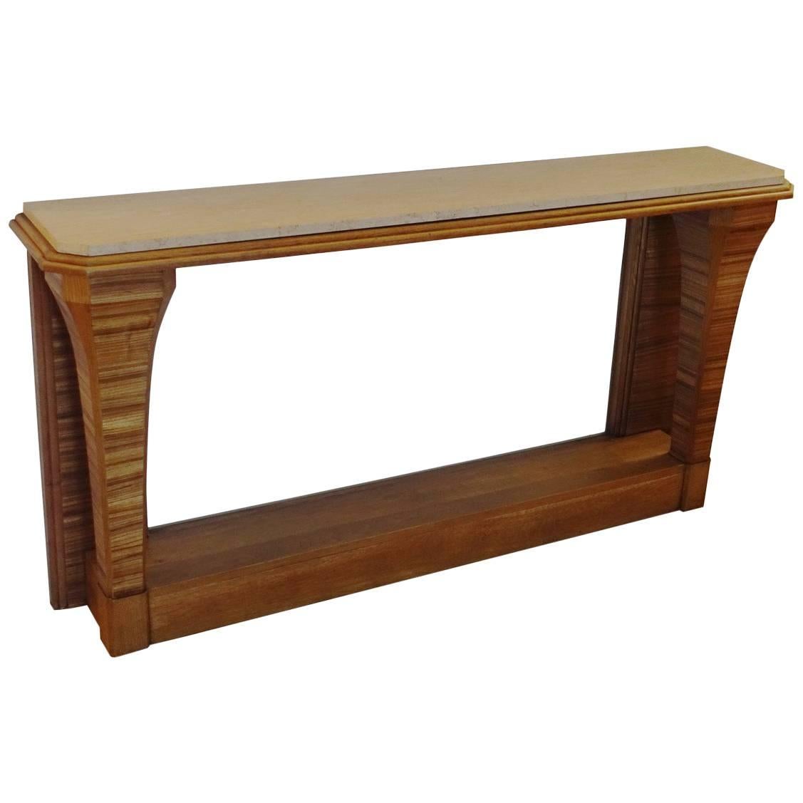Zebrano Wood Console, France, 1940s