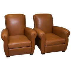 Pair of Leather Club Chairs