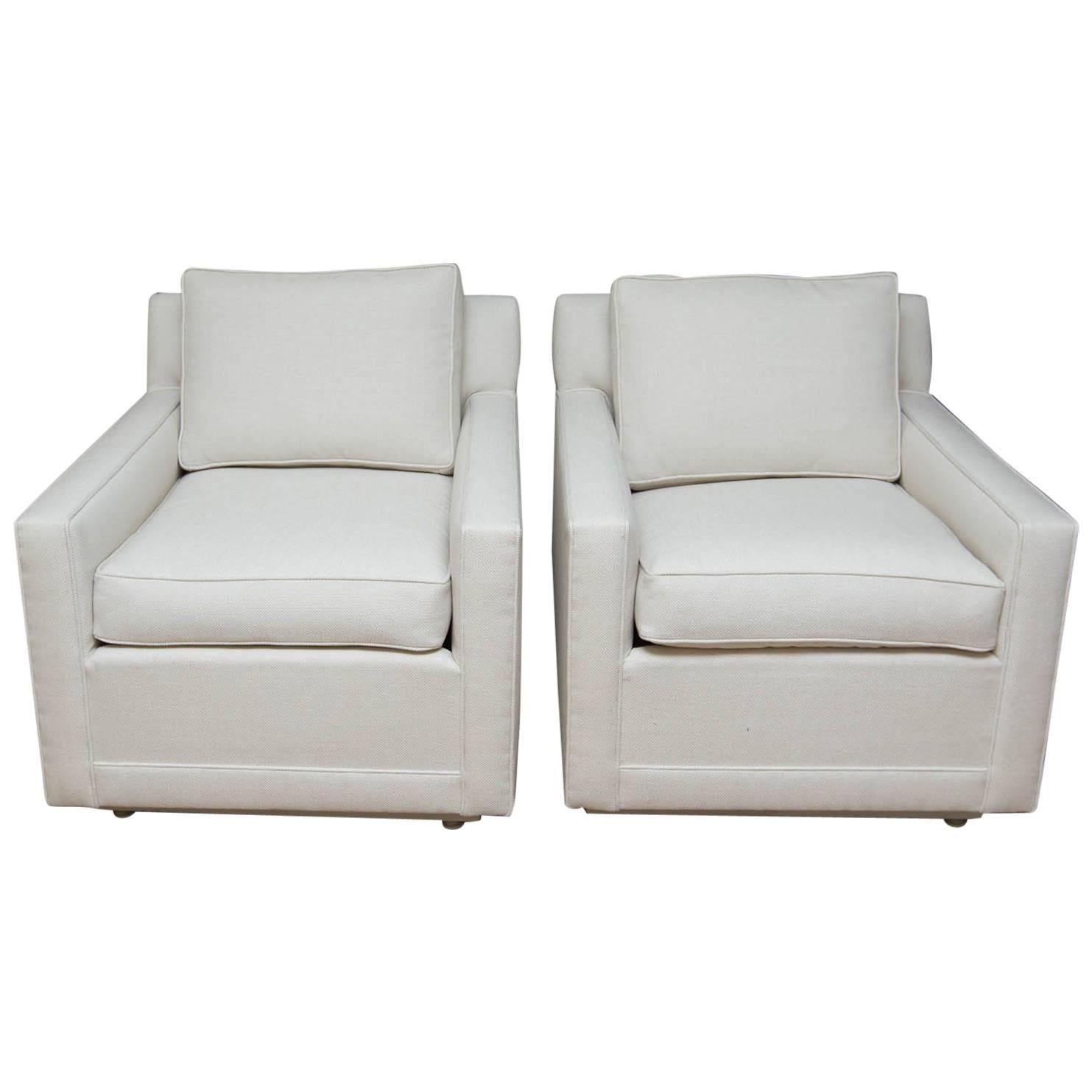 Midcentury Dunbar Tuxedo Club Chairs