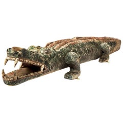 Late 19th Century Carved Wood and Decorated Crocodile