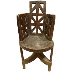 Carved Wood Walaita Side Chair, Ethiopia, 1920s