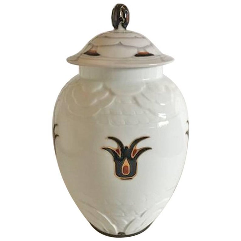 Bing & Grondahl Art Nouveau Unique Vase by Clara Nielsen and Theodor Larsen For Sale