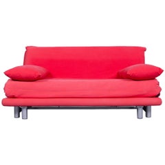 Original Ligne Roset Multy Cloth Sleeping Couch Red Two-Seat Function Modern