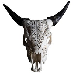 Vintage Carved Deer Skull Object