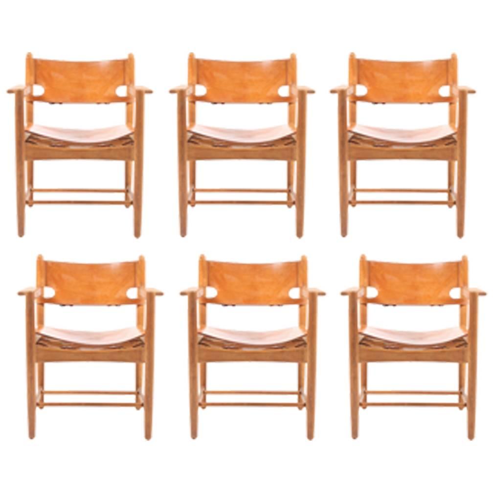 Set of Six Armchairs by Børge Mogensen