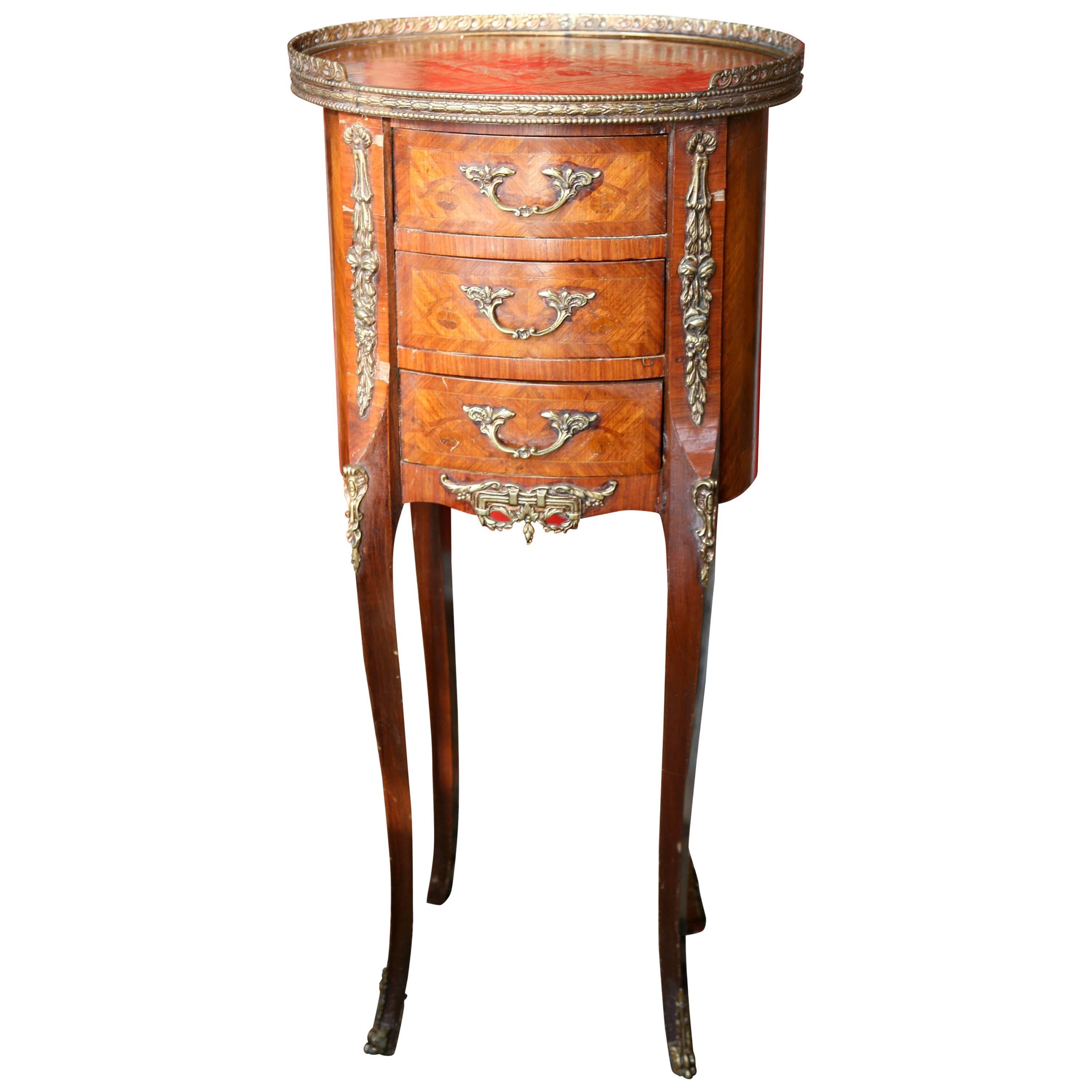 SALE 19th Century French Louis XV Style Mahogany Marquetry Side Table