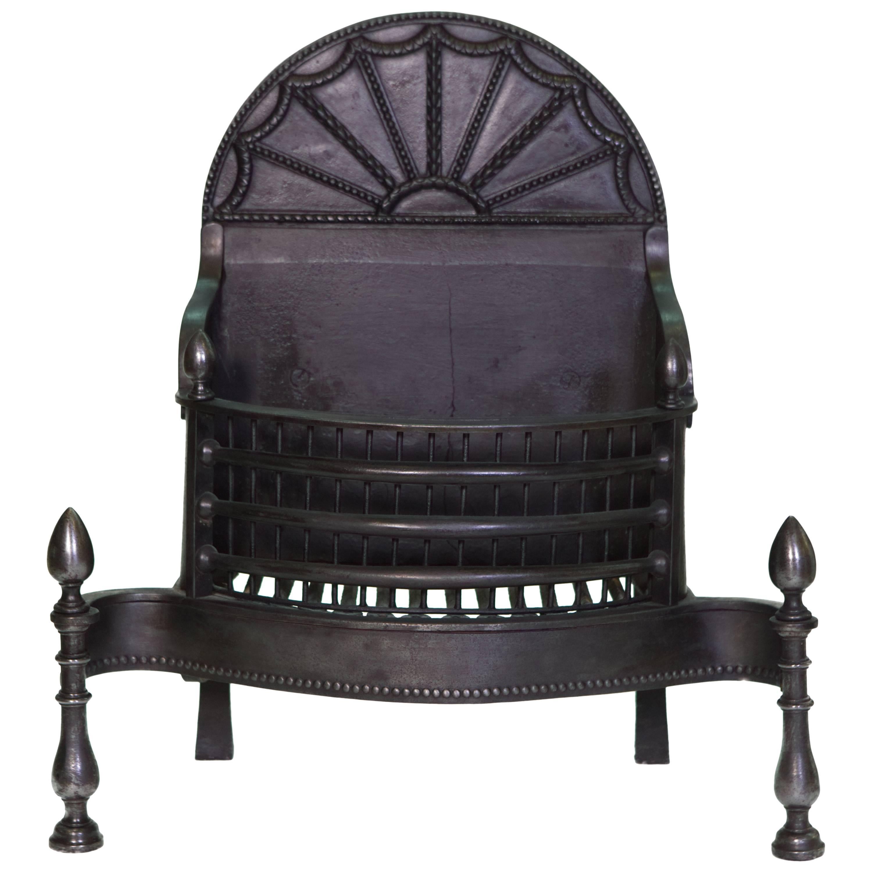 18th Century Georgian Black Cast Iron Fire Basket