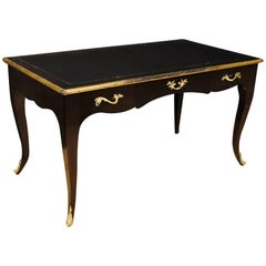 French Black Writing Desk Lacquered and Giltwood in Louis XV Style 20th Century