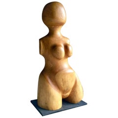 Nude Sculpture Martin Miller Solid Elm Henry Moore Style, 20th Century, 1987