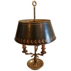 French Empire Style Bronze and Tole Bouillotte Lamp
