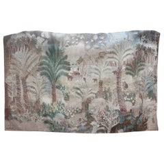 Wandteppich aus den 1930er Jahren mit Palmenpflanzgefäß-Szene