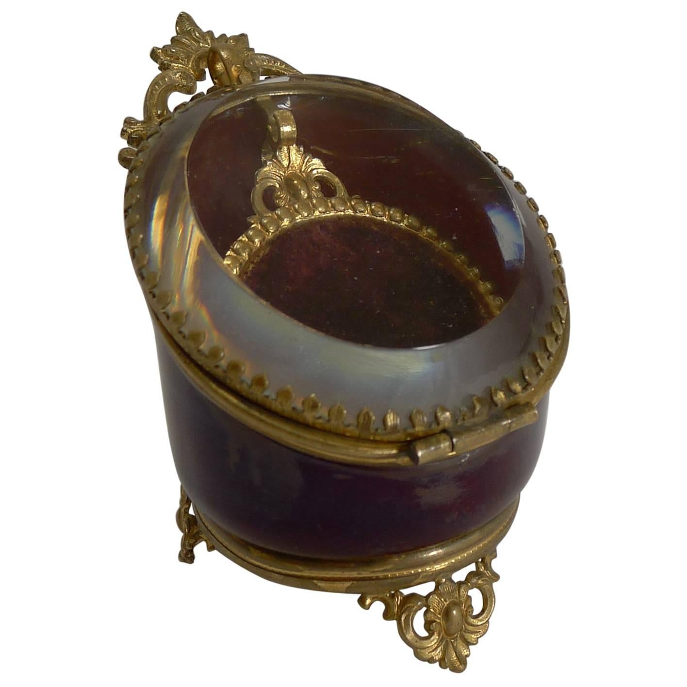 Antique French Red Glass Pocket Watch Box, circa 1890