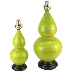 Hollywood Regency Style Light Green Table Lamps