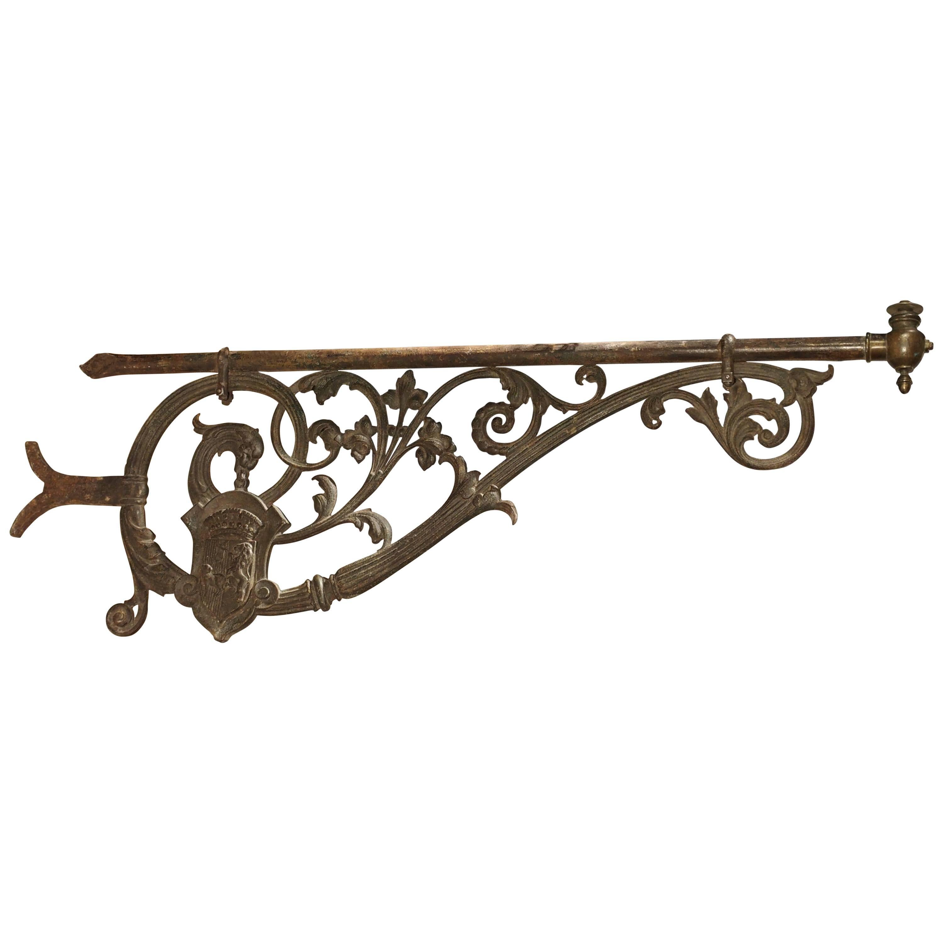 Large 19th Century Painted Iron Sign Holder from Bordeaux, France