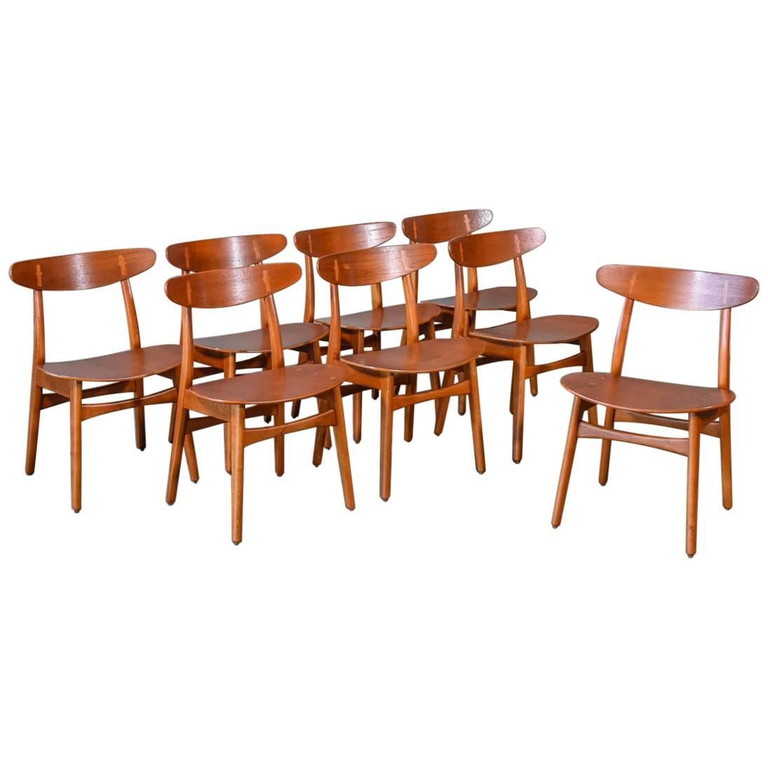 Set of Eight Hans Wegner CH-30 Dining Chairs For Sale