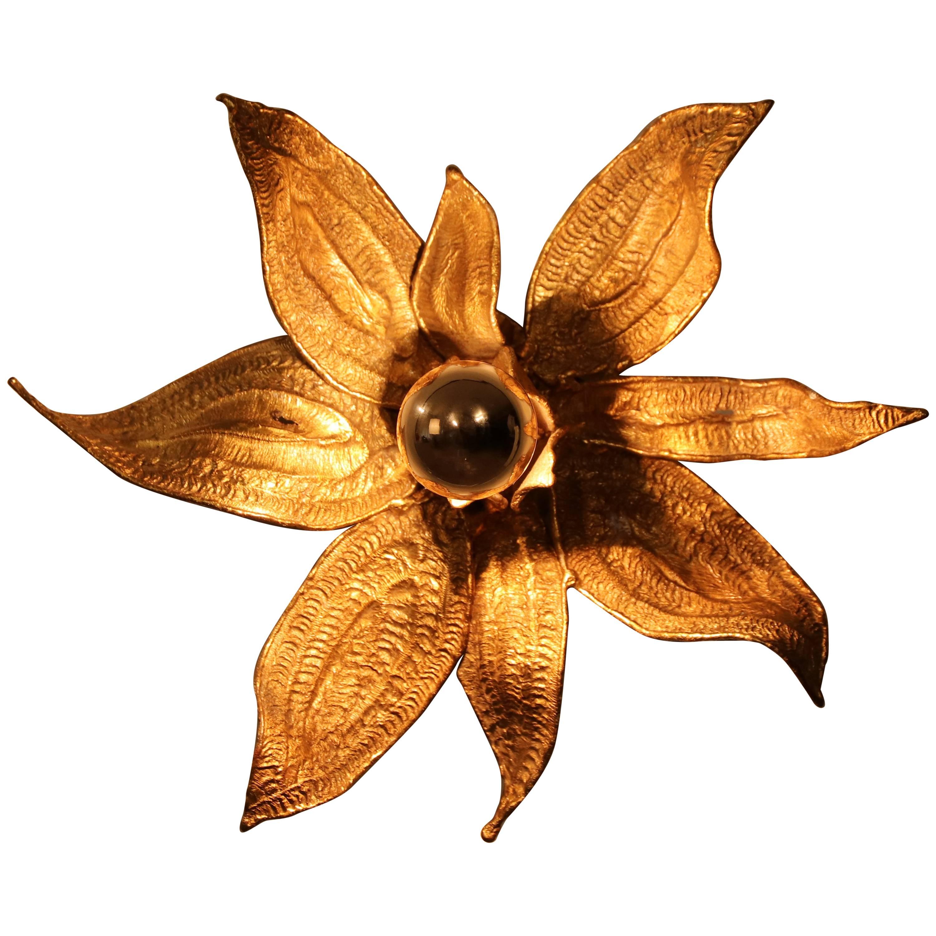 Gilt Bronze Floral Sconce by Paul Moerenhout For Sale
