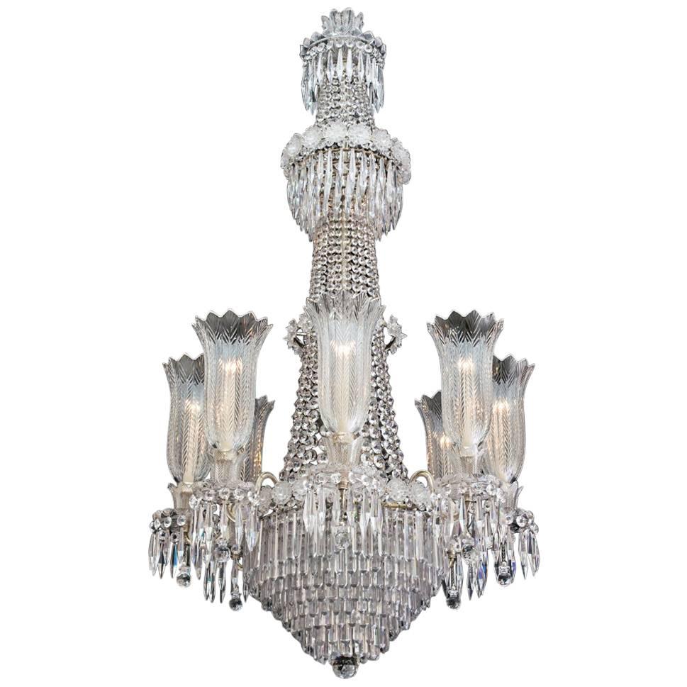 Large Eight-Light Regency Tent and Waterfall Chandelier of the Finest Quality For Sale