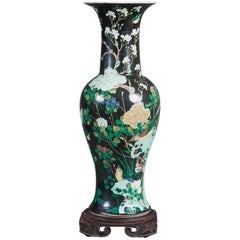 Famille Noire Enameled Yen Yen Vase China Green Blue 19th Century