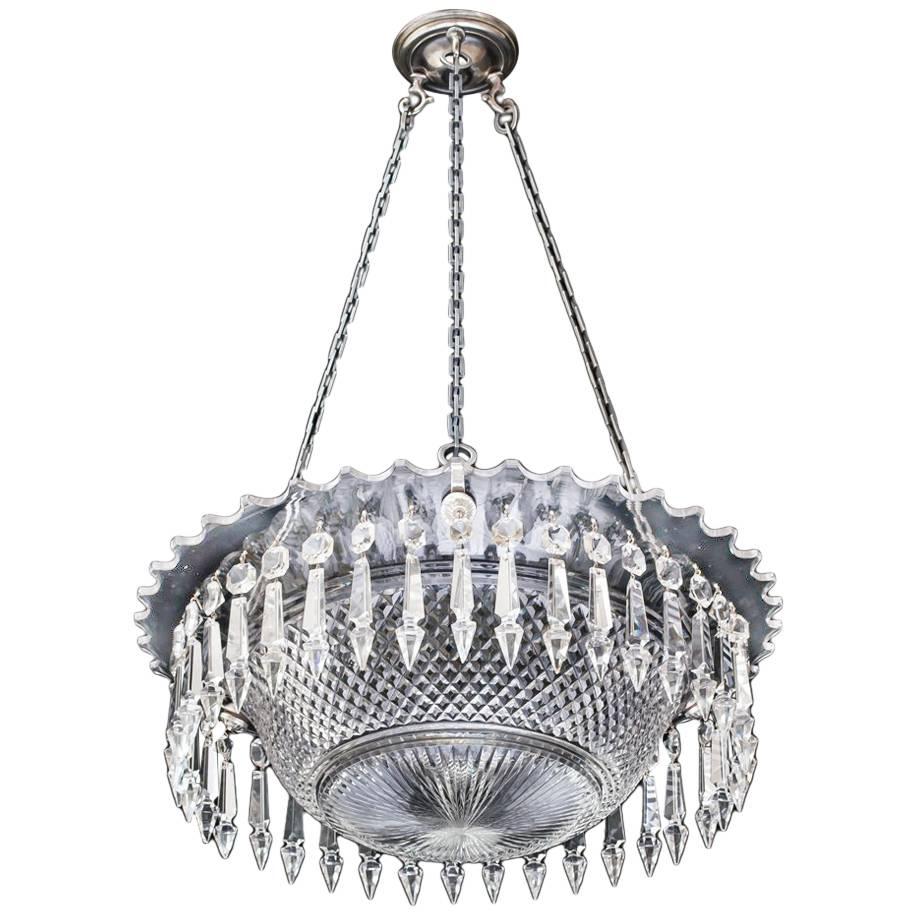 Fine Victorian Diamond Cut Bowl Light