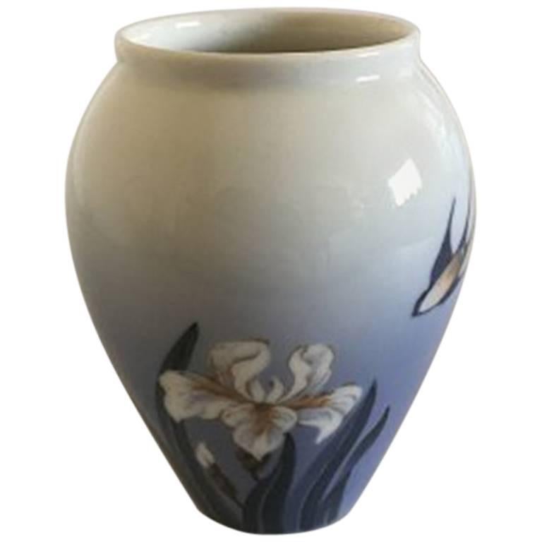 Royal Copenhagen Vase #2676/271 with French Lilly and Swallow Motif For Sale