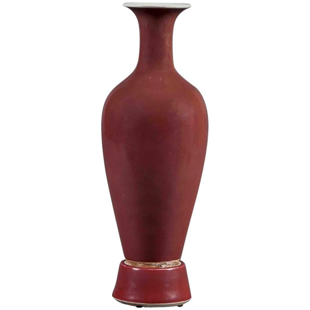 Peach Bloom Sectional Vase Republic Period, China For Sale