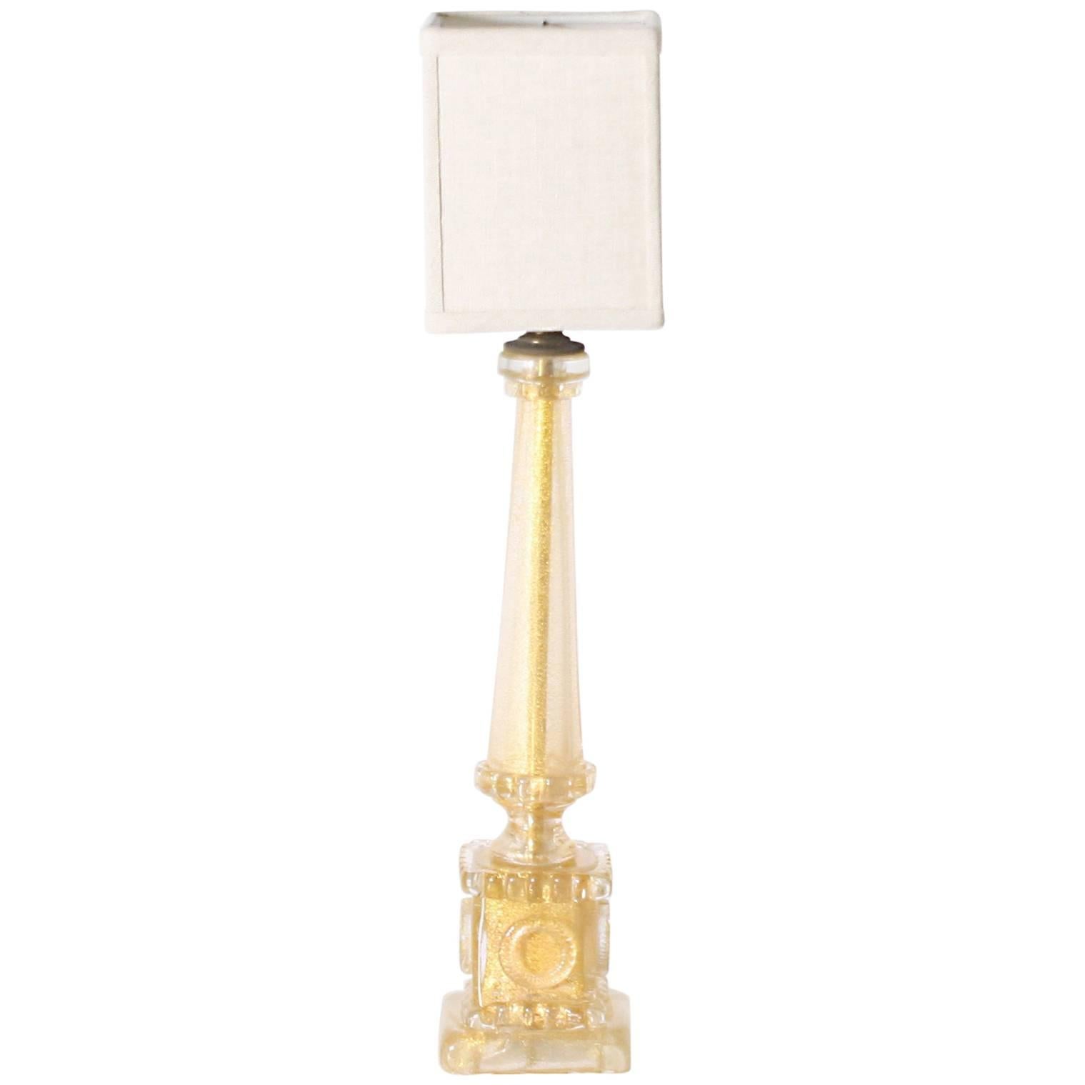 Small Murano Gold Lamp with Gold Flecks by Barovier, circa 1950