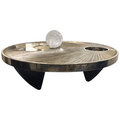 White Bronze Coffee Table with Rock Crystal Sphere "Il Bacio"