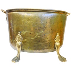 Vintage Midcentury Footed Brass Fire Bucket