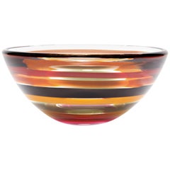 Striped Low Bowl, Handblown Sculpted Glass by Siemon & Salazar - In Stock