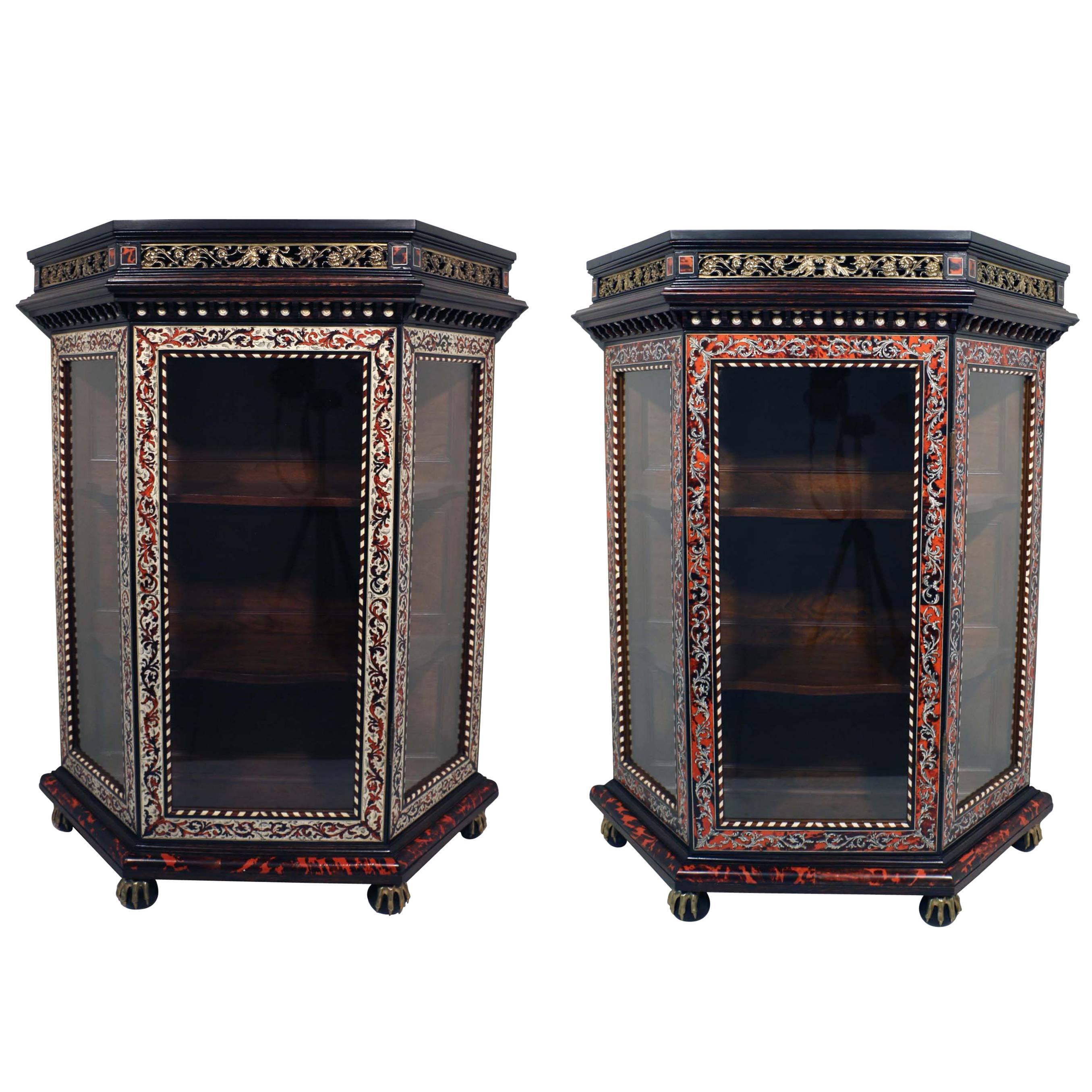 Pair of French Boulle Side Cabinets For Sale