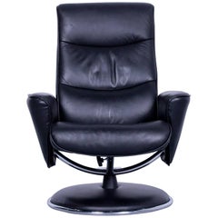Leather Armchair Black with Recline Function Modern Design