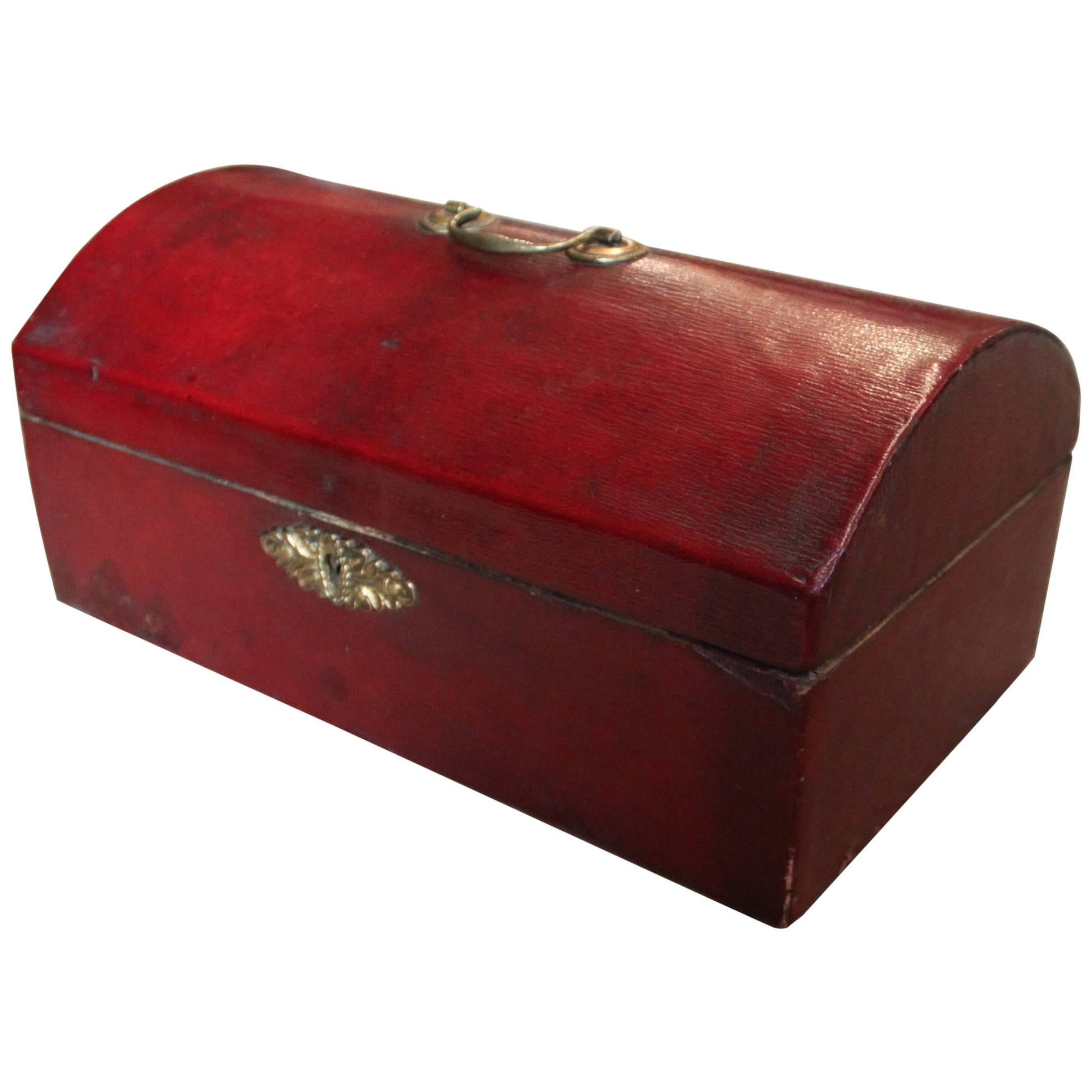 Georgian Red Leather Document Box