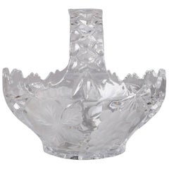Hawkes School Cut and Etched Grape and Floral Crystal Basket, 20th Century