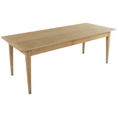French Hand Pegged Oak Farm Table or Dining Table in Natural Finish, circa 1900