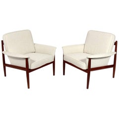 Pair of Danish Modern Teak Lounge Chairs by Grete Jalk