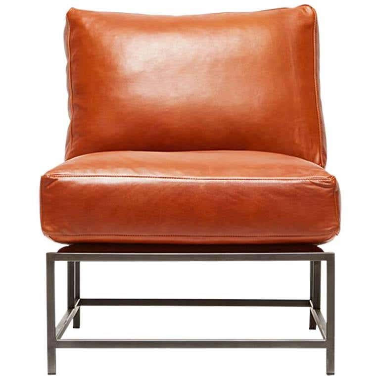 Harbour Chair, Cognac Leather Dining Chair with Black Steel Swivel Base ...