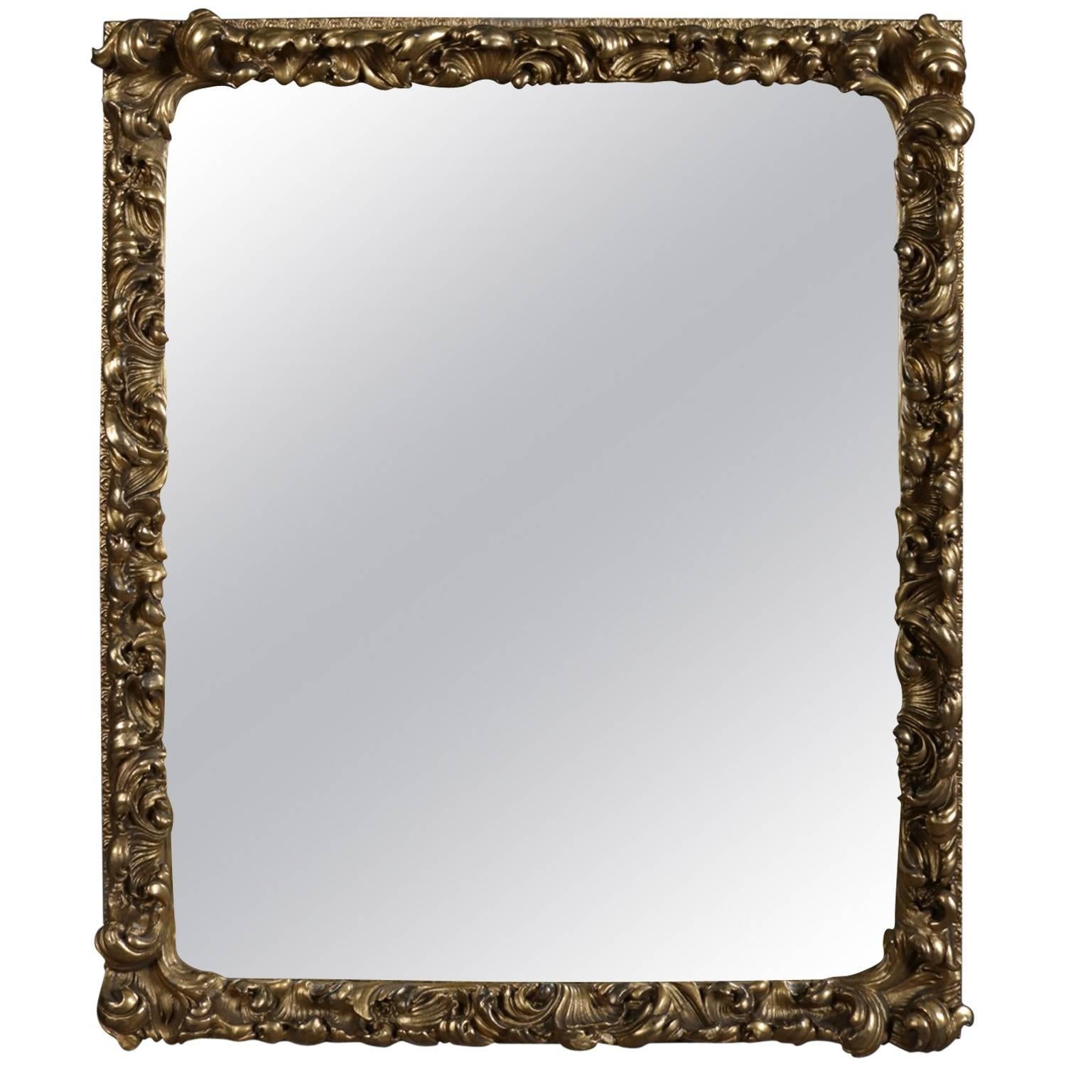 Antique First Finish Gilt High Relief Foliate Form Wall Mirror, 19th Century
