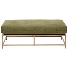 Vintage Military Canvas and Antique Brass Bench