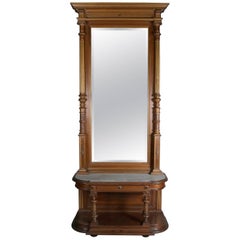 Neoclassical Carved Parcel-Gilt Mahogany and Marble Pier Mirror, 20th Century