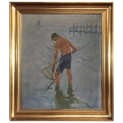 The Oyster Picker Dated 1870, Signed KD Hilbier