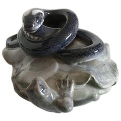 Royal Copenhagen Art Nouveau Paperweight with Snake and Frog #347