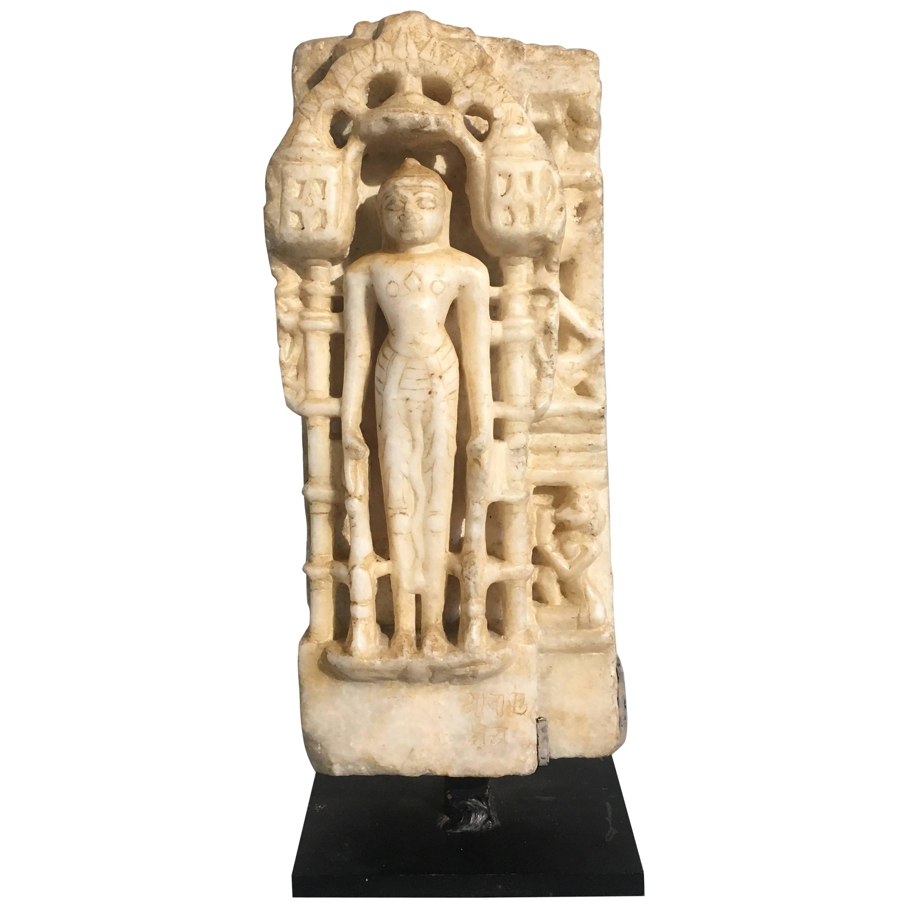 12th Century Indian Carved White Marble Figure of a Jain Tirthankara or Jina For Sale