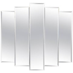 1970s Modernist Multilevel Large Decorative Mirror with Bevelled Edge
