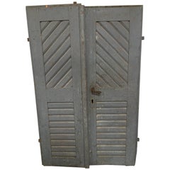 Pair of Retro French Painted Farm Doors