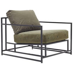 Vintage Military Canvas and Blackened Steel Armchair