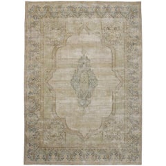 industrial style rug Distressed Vintage Persian Kerman Rug with Modern Industrial Style