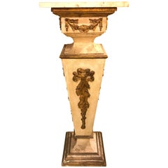 Antique Italian Giltwood and Paint Decorated Pedestal Column, 19th Century