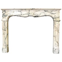 Pompadour Style Mantel Carved in Arabescato Marble 'NY171'